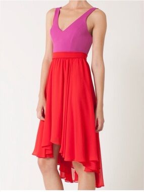 Black Halo "Francis" High-Low Dress in Purple/Red Chiffon Size 2